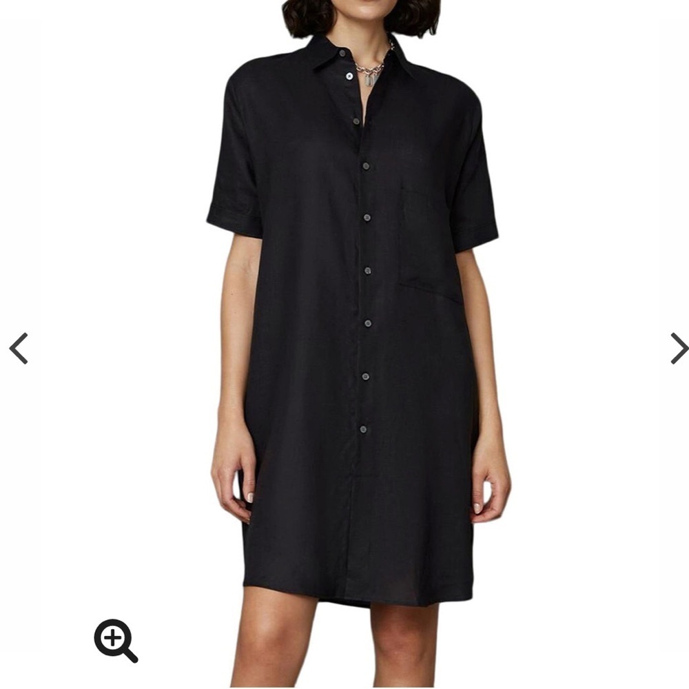 Mlle Gabrielle Navy buttons Down Shirt Dress Size L